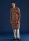 Rust Rawsilk Printed Mens Kurta and Pant Set