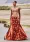 Rust Embroidered Velvet Lehenga And Blouse With Dupatta