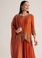 Rust Orange Palazzo Suit With Cutwork Detailing