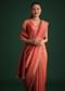 Rust Pink Crushed Tissue Saree With Diamond Work Border