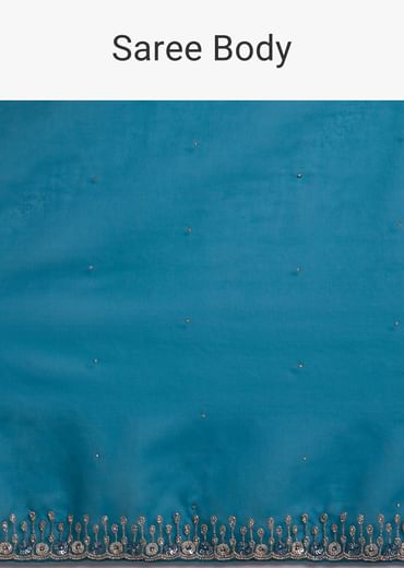 Sapphire Blue Organza Saree With Sequins And Cutdana Embellished Border