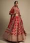 Scarlet Red Lehenga Choli In Raw Silk With Zari Embroidered Feminine Floral Kalis