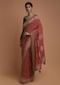 Scarlet Red Saree With Bandhani Print And Weaved Checks Along With Fancy Emerald Green Blouse Online - Kalki Fashion