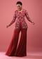 Scarlet Red Sharara Suit In Georgette With Fully Embroidered Top & Flowy Pants
