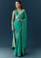 Sea Blue Dola Silk Saree with Woven Border and Unstitched Blouse