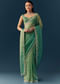 Sea Green Embroidered Tissue Saree with Unstitched Blouse