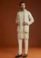 Sea Green Mirrorwork Kurta Jacket Set With Dupatta