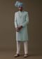 Sea Green Sherwani Set In Silk With Lucknowi Embroidery