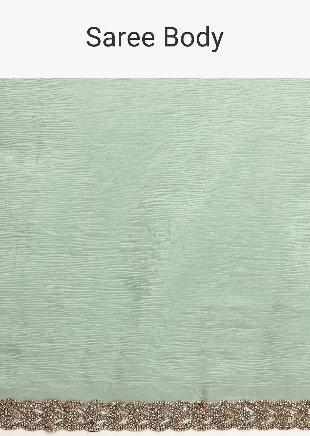 Sea Green Crushed Tissue Saree With Stone Embellished Border