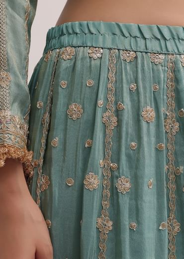 Sea Green Tissue Silk Palazzo Set