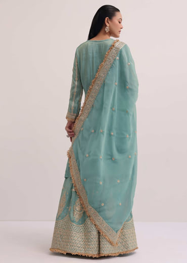 Sea Green Tissue Silk Palazzo Set