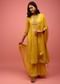 Chrome Yellow Anarkali Suit Set In Banarasi Georgette, Embellished With Brocade And Zardosi Work