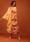 Yellow Tie-Dye Kaftan Set With Tie-Up Tassel Doris At The Front And Sides
