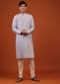 Lavender Purple Mirror Embroidered Silk Kurta Set