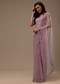 Lavender Pink Stone And Beads Embellished Net Saree