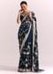Navy Blue Georgette Saree With Parsi Gara Thread Embroidery