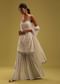 Ivory White Lucknowi Embroidered Net Kurti And Georgette Sharara Set
