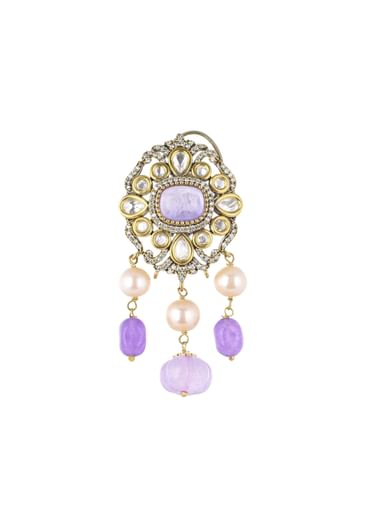 Two Tone Finish Kundan Choker Set In Mix Metal