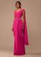 Hot Pink Indo-western Saree Set With Embroidered Belt