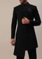 Black Indowestern In Suiting Fabric With Cut Dana Embroidery