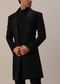 Black Cut Dana And Sequins Embroidered Indowestern In Suiting Fabric