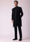 Black Patterned Indowestern Set In Suiting Fabric