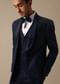 Blue Blazer And Pant Set In Terry Rayon With Cutwork Detail Tuxedo