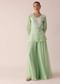 Green Organza Kurta And Palazzo Set With Embroidery And Belt