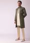 Green Embroidered Indowestern In Velvet