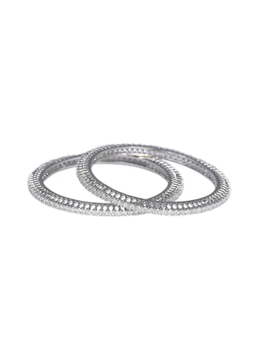 Zirconia 92.5 Sterling Silver Studded Bangles Set of 2
