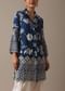 Blue Colorblock Shirt Kurta And Dhoti Set With Schiffli Work