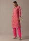 Pink Floral Print Kurta Set With Sequin Work
