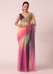 Multicolor Organza Ombre Saree With Scallop Border And Unstitched Blouse Piece