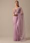 Purple Organza Saree with Embellished Border and Unstitched Blouse Piece