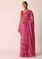 Pink Bandhani Saree With Gota Detail And Unstitched Blouse Piece