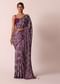 Purple Silk Bandhani Print Saree With Gota Embroidery And Unstitched Blouse Piece