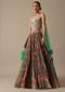 Green Satin Lehenga Set With Ruffle Dupatta