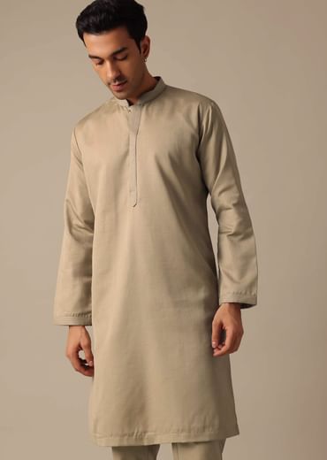 Green Silk Jacket And Kurta Set