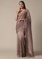 Elegant Brown Saree With Mirror and Stone Work
