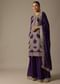 Purple Chiffon Sharara Set With Embroidered Detail