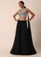 Black Bead Embellished Blouse And Palazzo Set