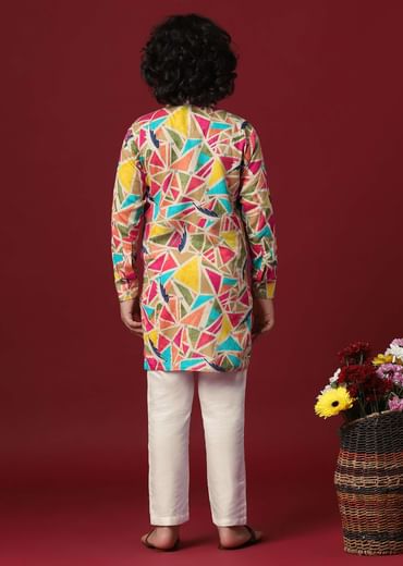 Vibrant Multi-Printed Cotton Kurta Set for Boys