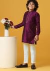 Classic Red Silk Kurta Set For Boys