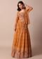 Mustard Yellow Embroidered Choli With Printed Jacket And Lehenga