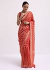 Red Woven Georgette Saree With Unstitched Blouse