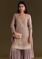 Lavender Tissue Zardosi Embroidered Kurta Set With Organza Dupatta