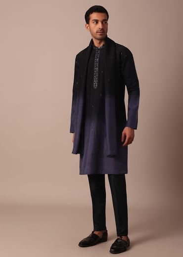 Purple Ombré Kurta Set With Dupatta