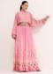 Baby Pink Printed Chiffon Crop Top And Skirt
