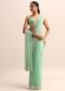 Mint Blue Organza Saree With Cutdana Embroidery And Scallop Border With Unstitched Blouse