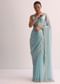 Sky Blue Saree WIth Embroidered Border And Unstitched Blouse